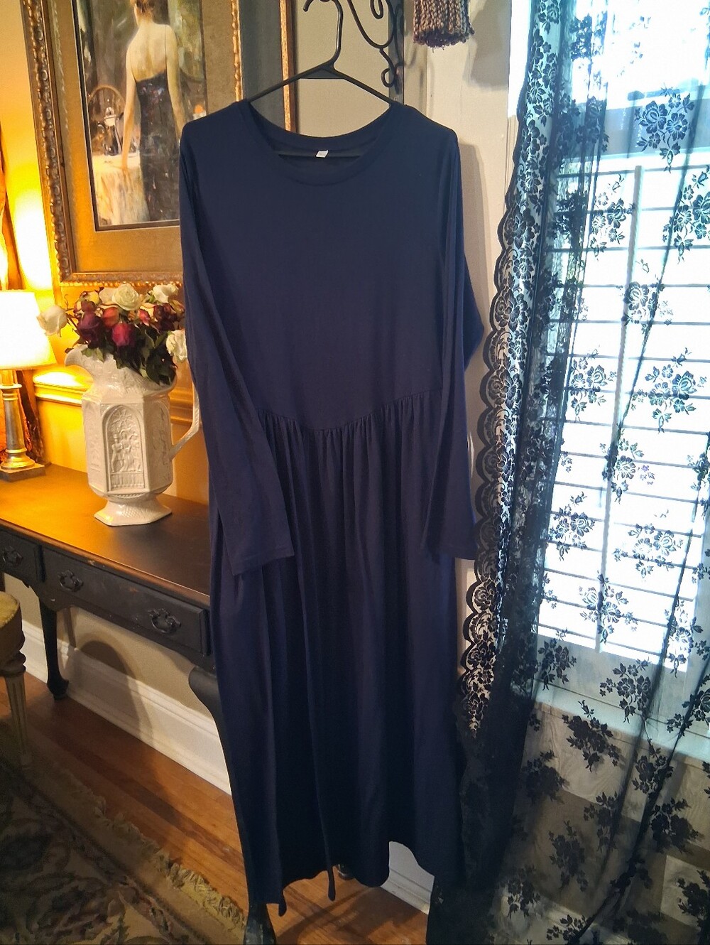 Women's Long Sleeve Navy Maxi Dress